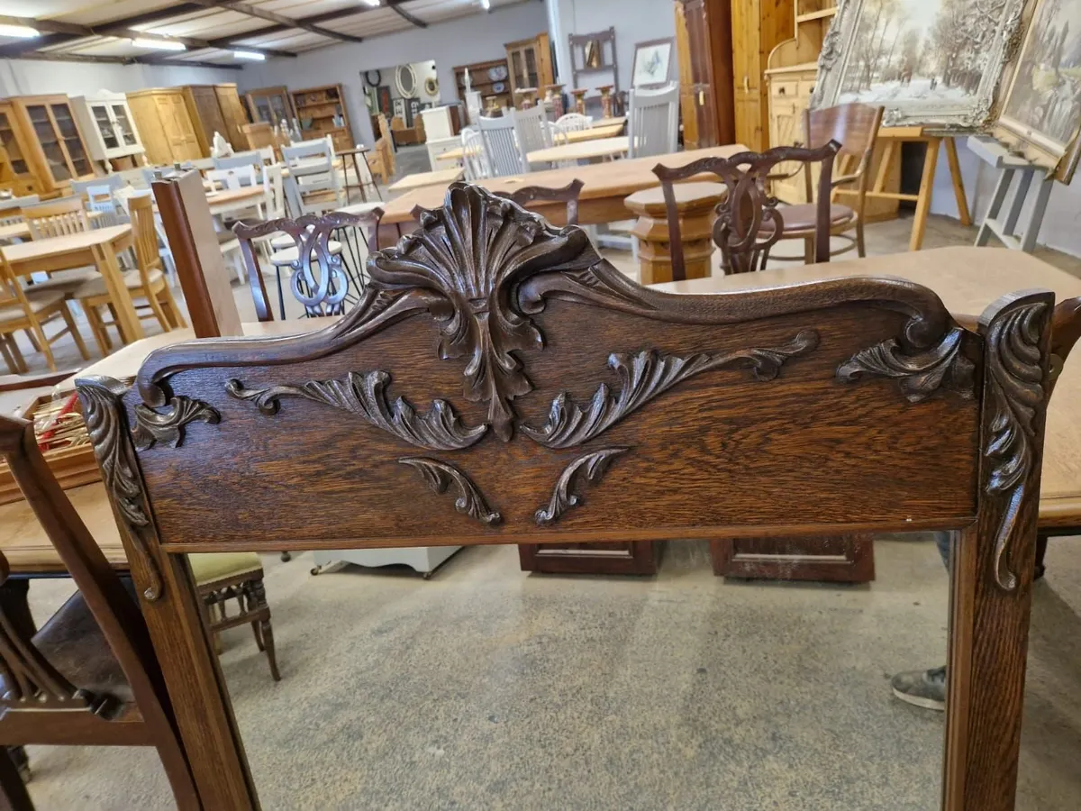 Early 1900s carved oak over mantle mirror - Image 2