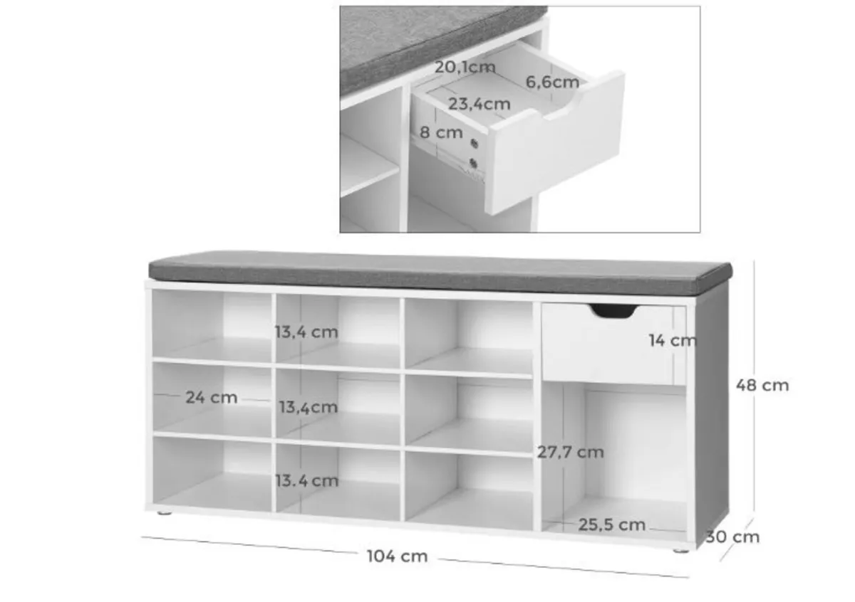 Shoe Bench Shoe Rack with Drawer - Image 4