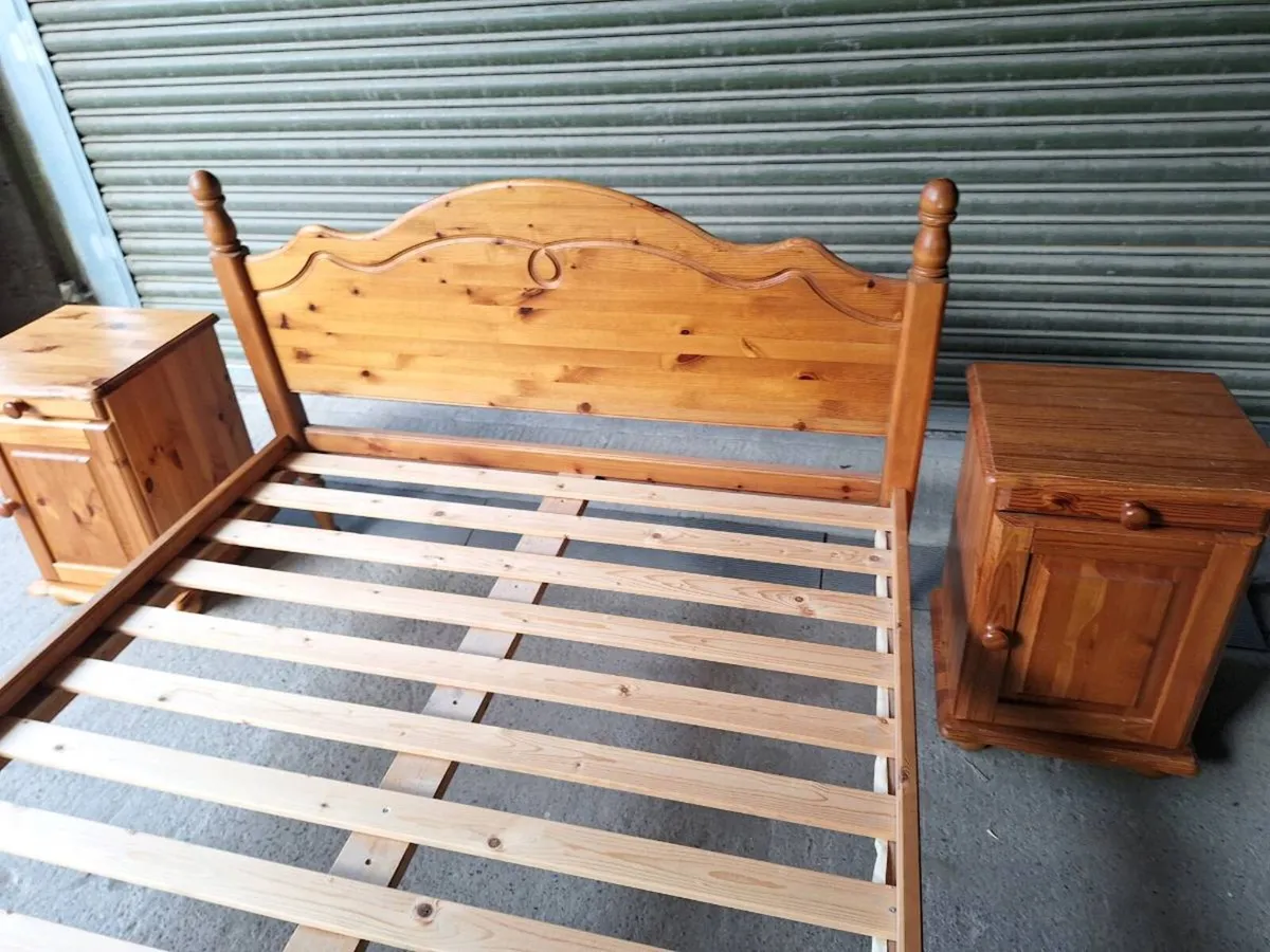 Solid Pine Double Bed Frame + 2 Lockers (DELIVERY) - Image 3
