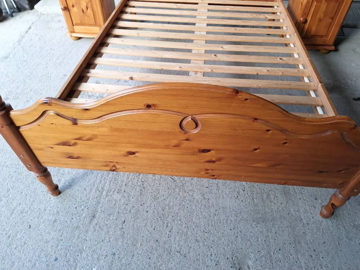 Solid Pine Double Bed Frame + 2 Lockers (DELIVERY) - Image 2