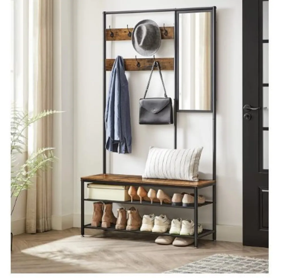 HSR415B01 Coat Rack with Hooks Mirror - Image 2