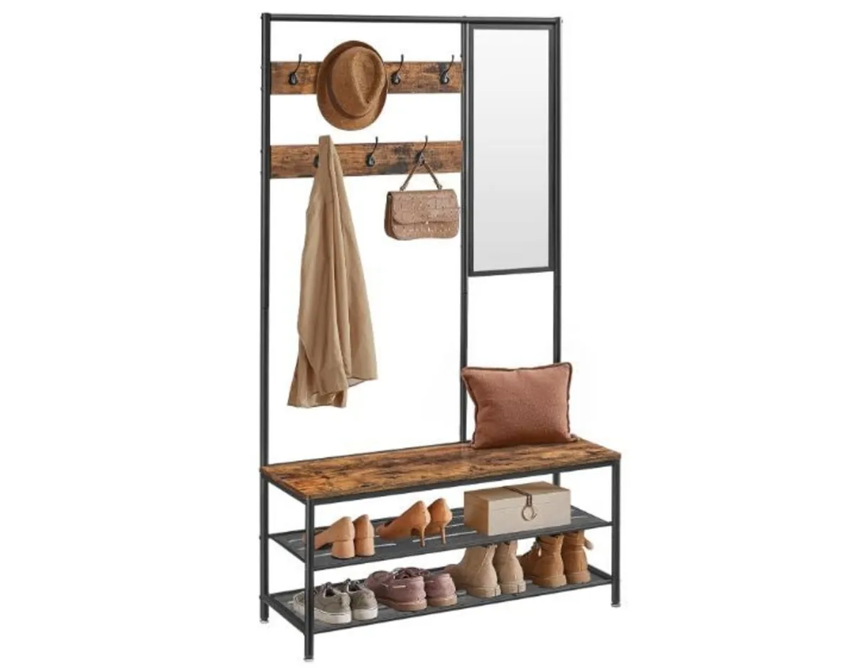 HSR415B01 Coat Rack with Hooks Mirror - Image 3