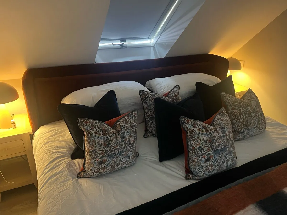 Bed frame 6ft cushions & picture - Image 3