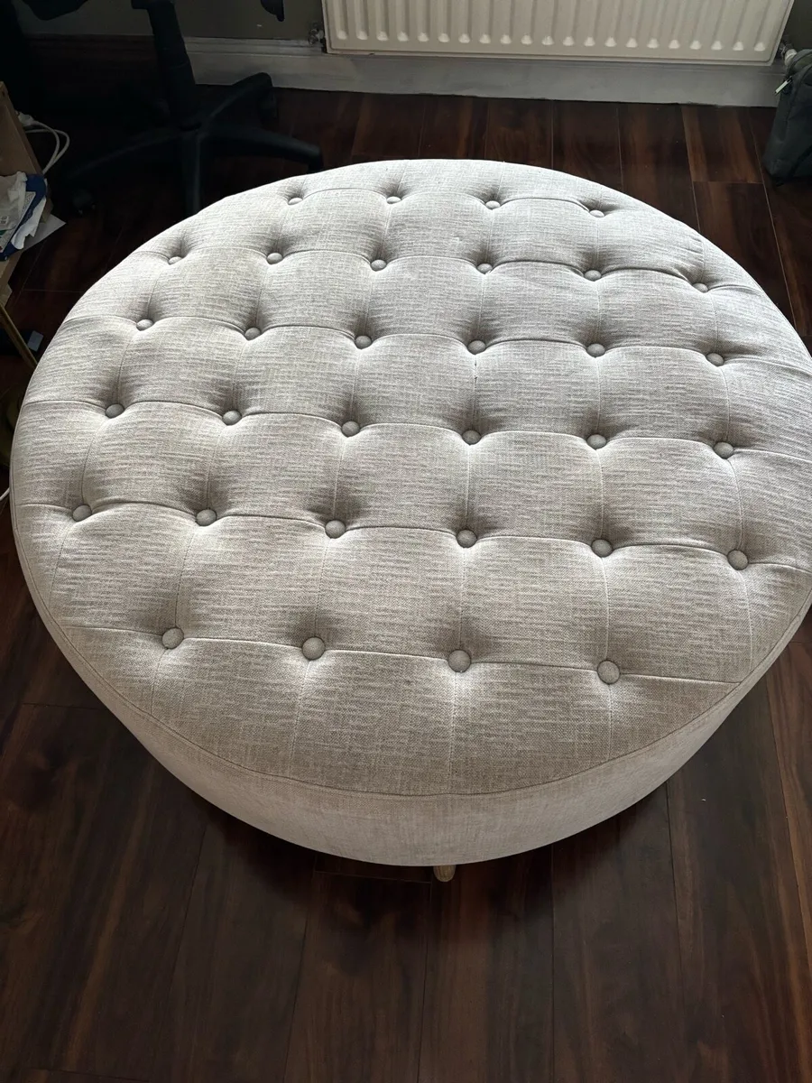 Large Round Grey Footstool - Image 1