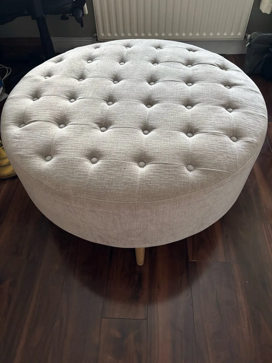 Large Round Grey Footstool - Image 2