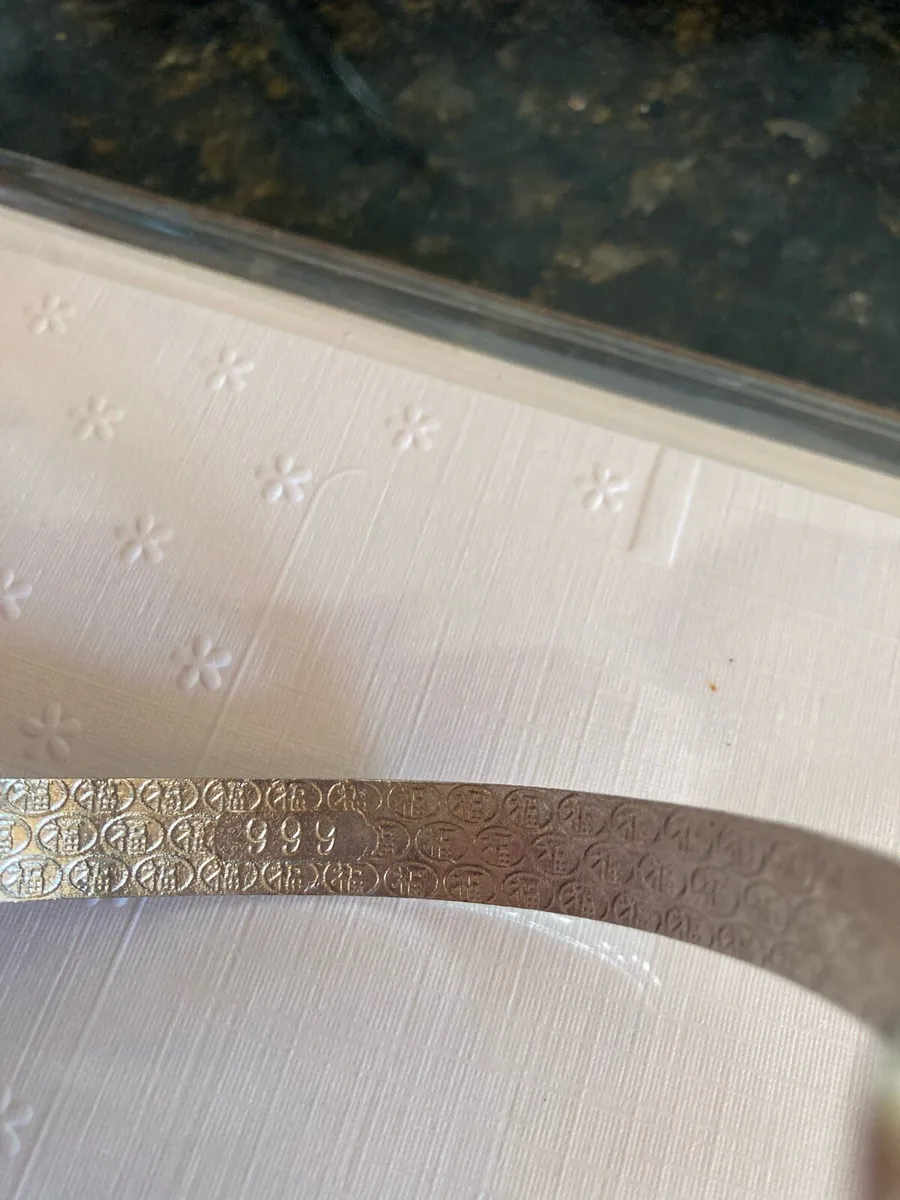 Pure silver cuff bangle hallmarks 999 - Image 3