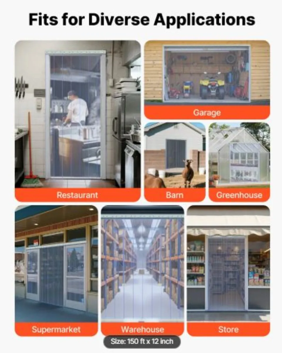 Clear PVC Strip Curtain, 45.7 m Length x 30.5 cm - Image 2