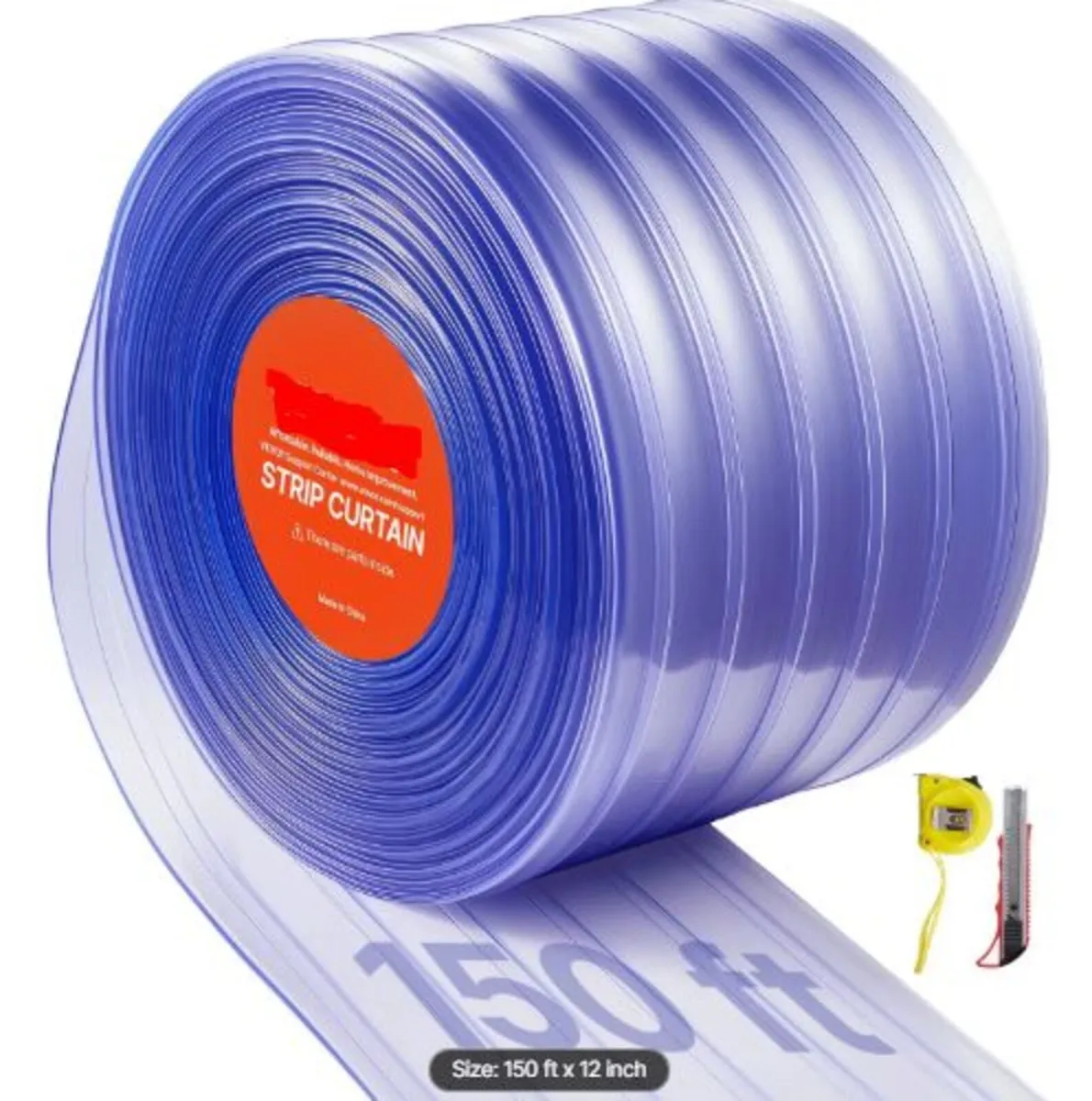 Clear PVC Strip Curtain, 45.7 m Length x 30.5 cm - Image 1
