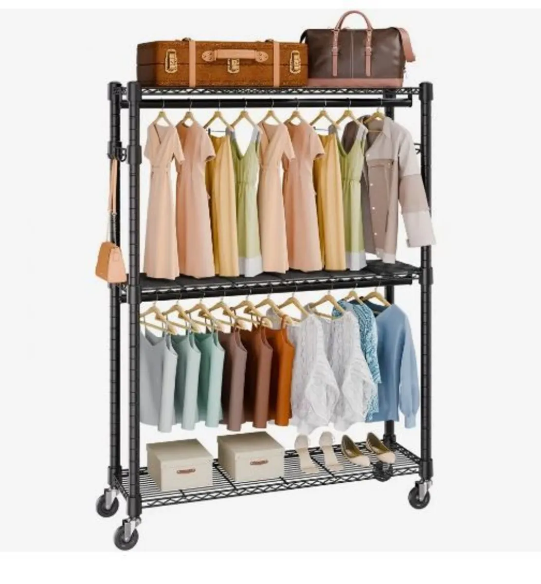 Heavy Duty Clothes Rack, Rolling Clothing - Image 1