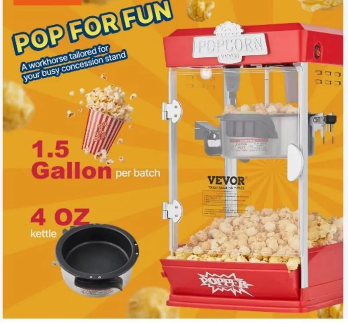 Popcorn Maker, 480W Popcorn Popper Machine - Image 2