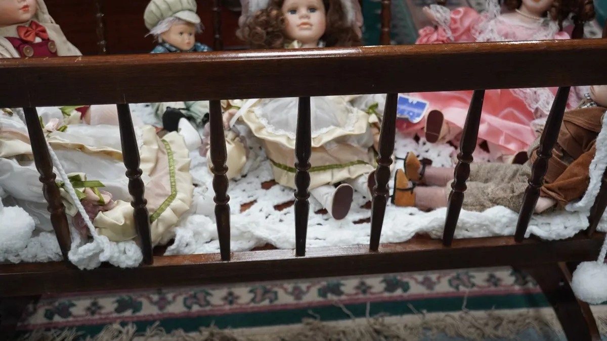 Vintage Wooden Baby Cradle - Image 4