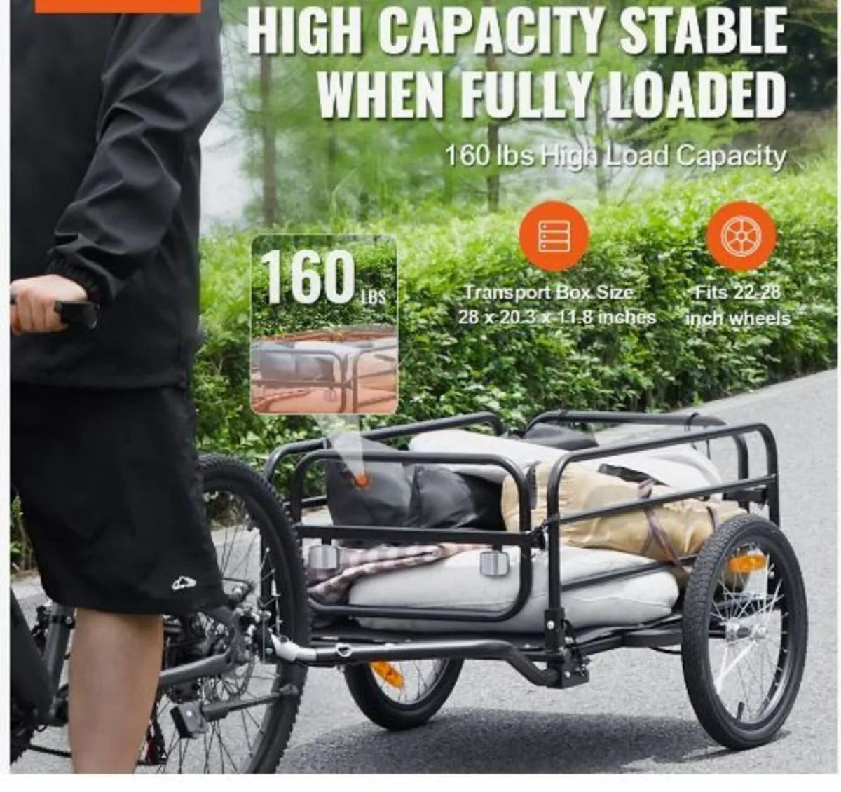 Bike Cargo Trailer, 72.5 kg Load Capacity - Image 2