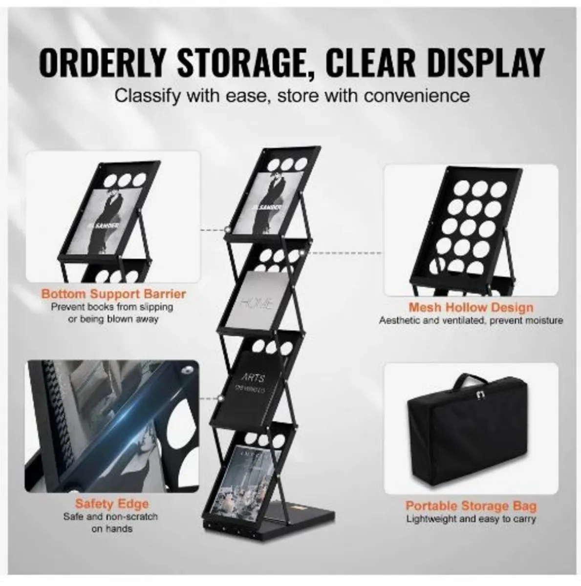 Foldable Magazine Display Rack. 4-Tier Brochure - Image 4