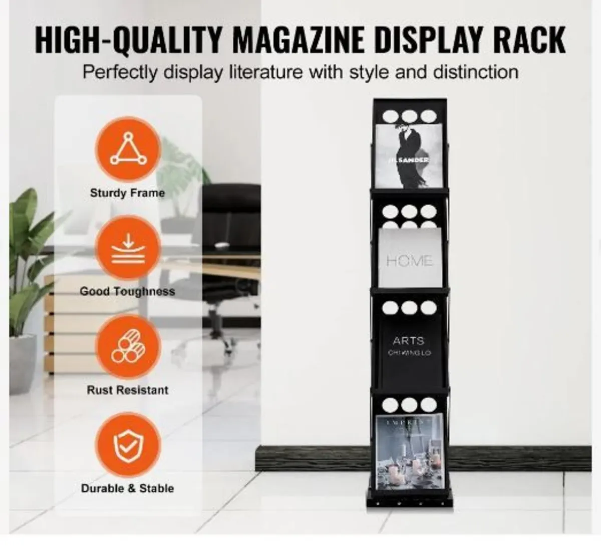 Foldable Magazine Display Rack. 4-Tier Brochure - Image 3