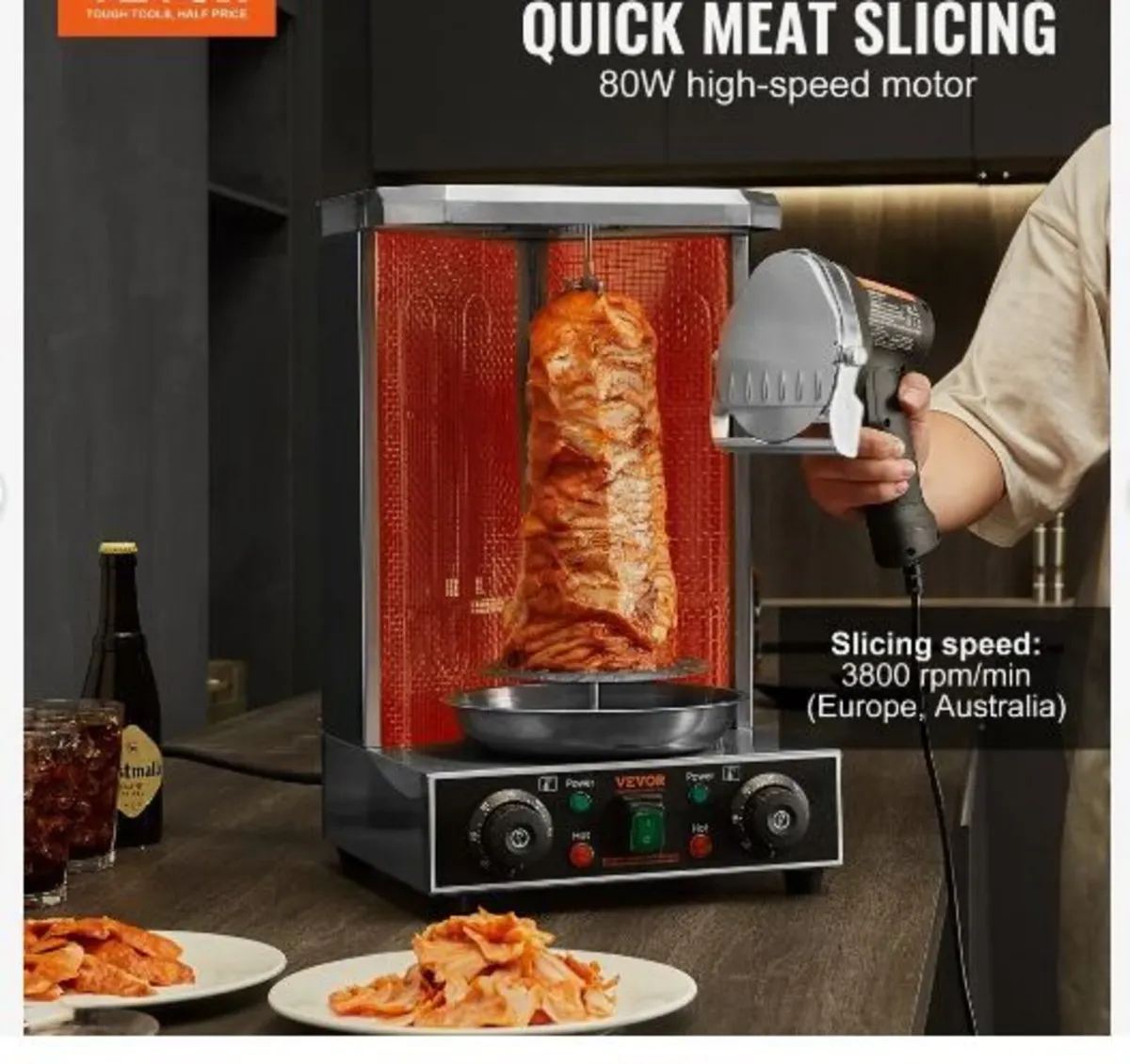 Electric Shawarma Knife, 80W Professional - Image 2