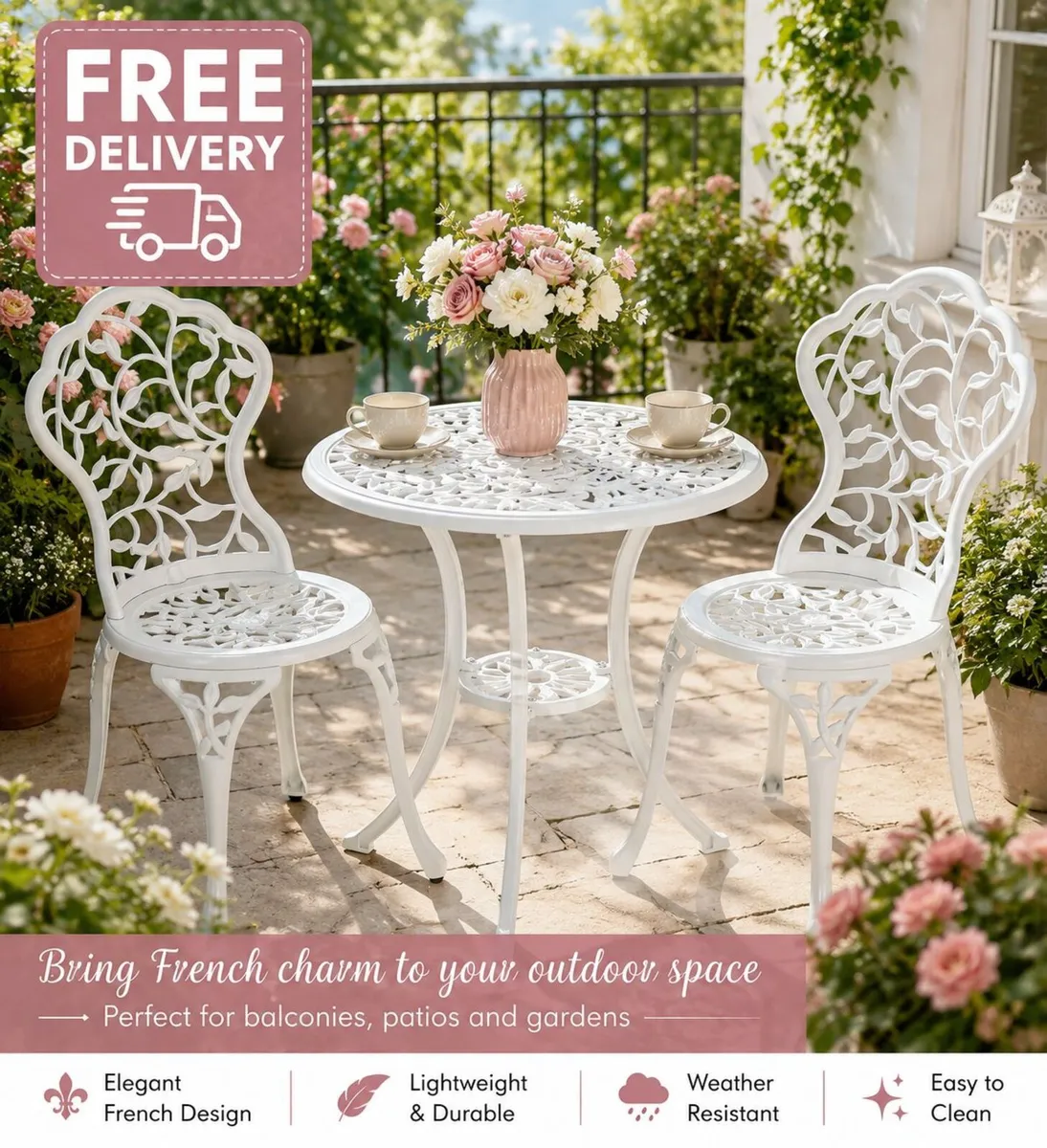 French Country Style Bistro Set Antique - Image 1