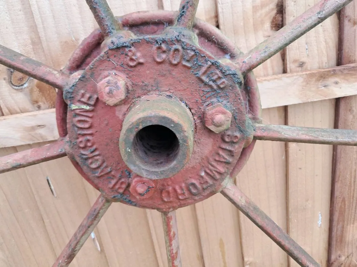 2 iron steel cart wheels - Image 2