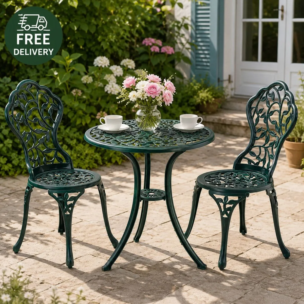 French Country Style Cast Aluminium Bistro Set - Image 1