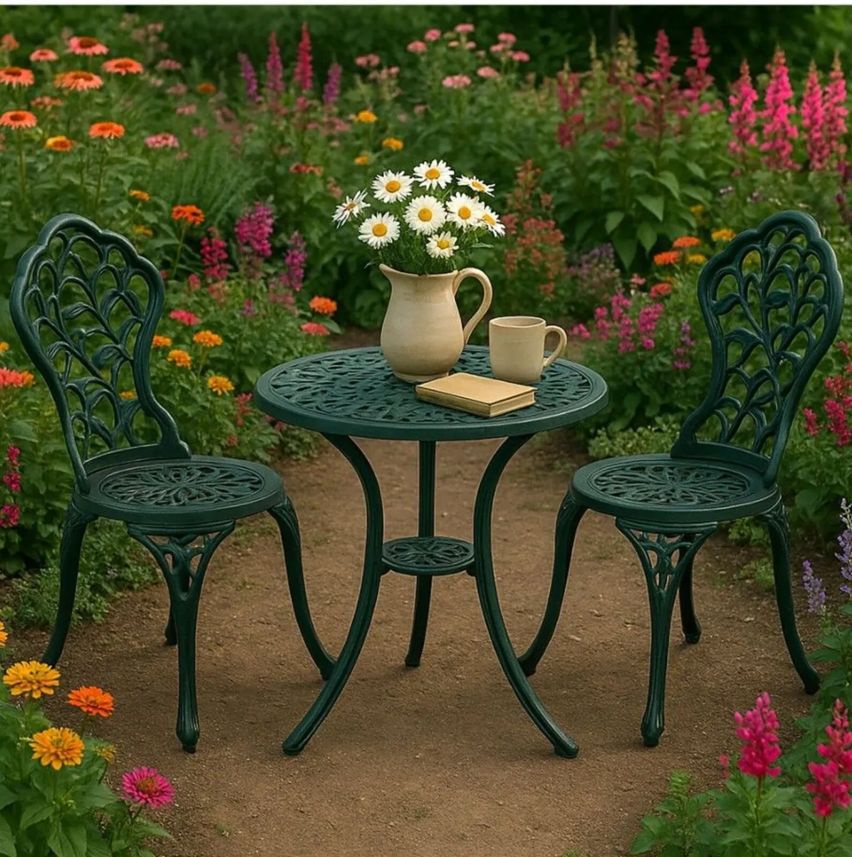 French Country Style Cast Aluminium Bistro Set - Image 3