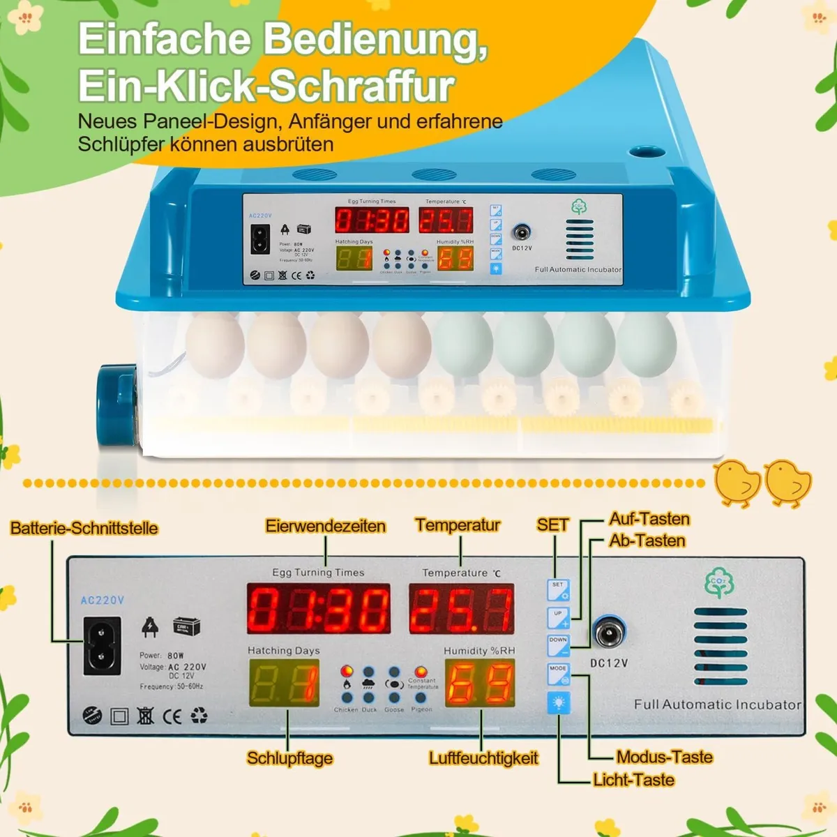 64 Egg Automatic Incubator Auto Turning LED - Image 4