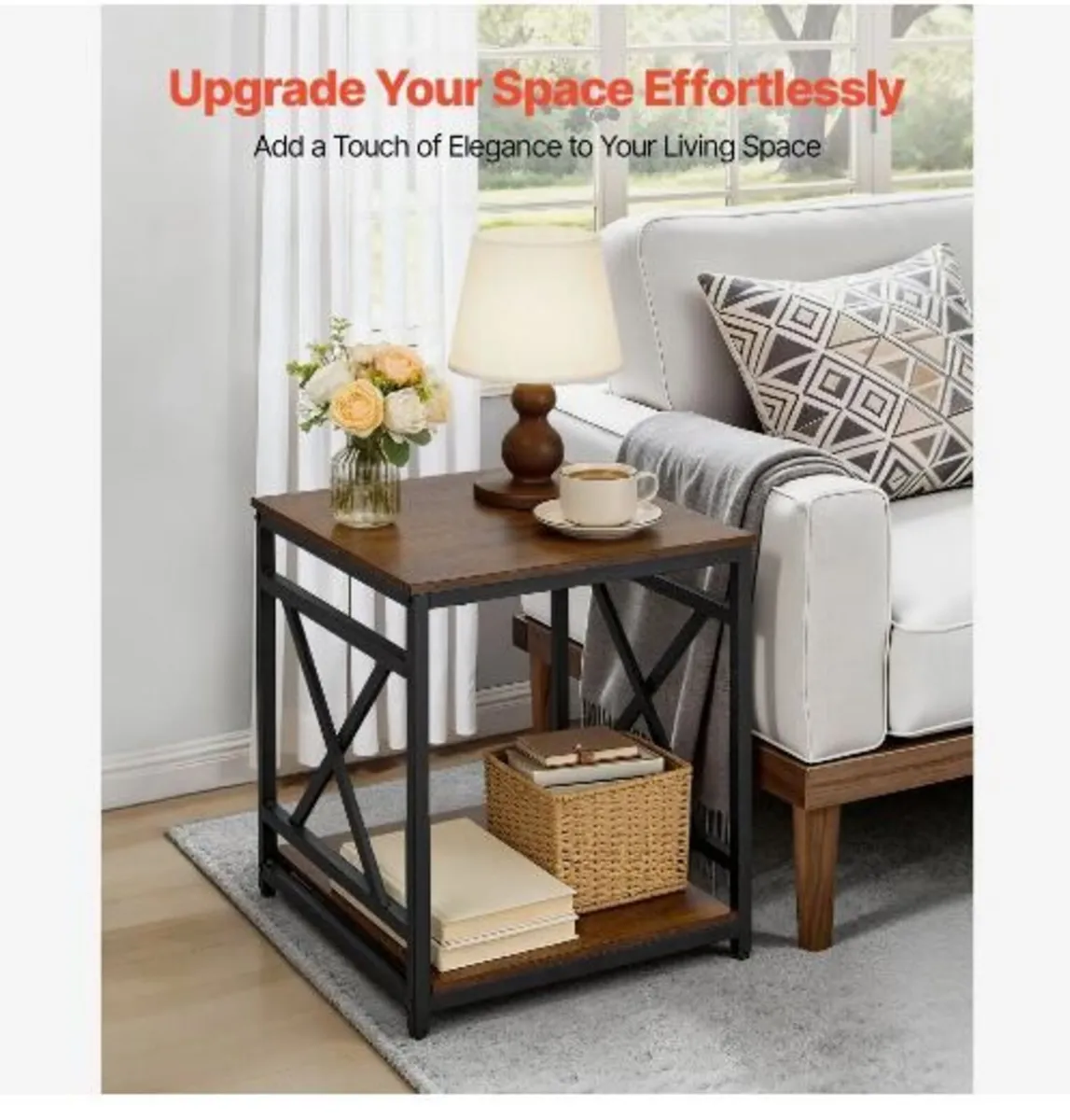 End Table, 2-Tier Square Side Table - Image 2