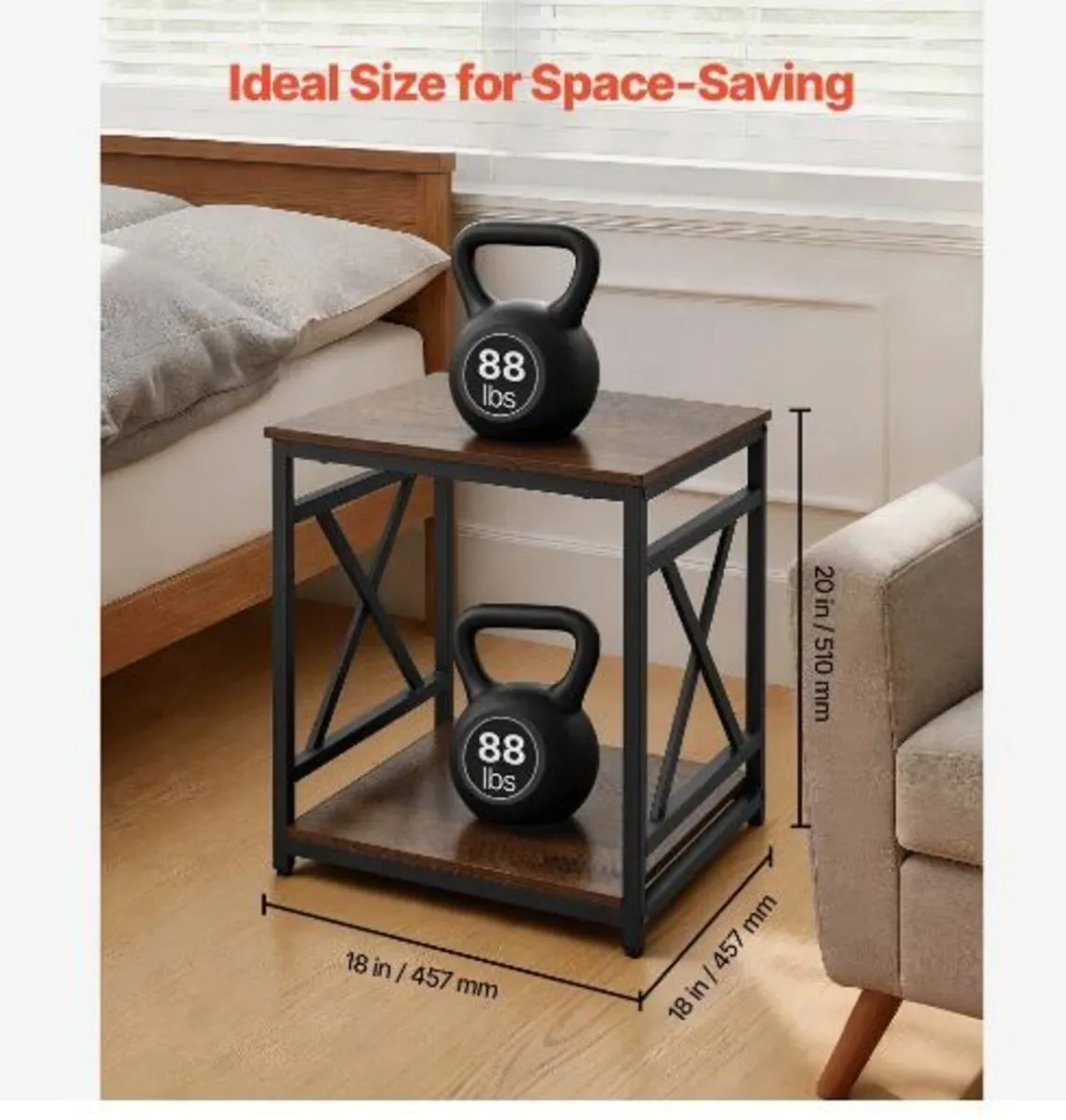 End Table, 2-Tier Square Side Table - Image 4