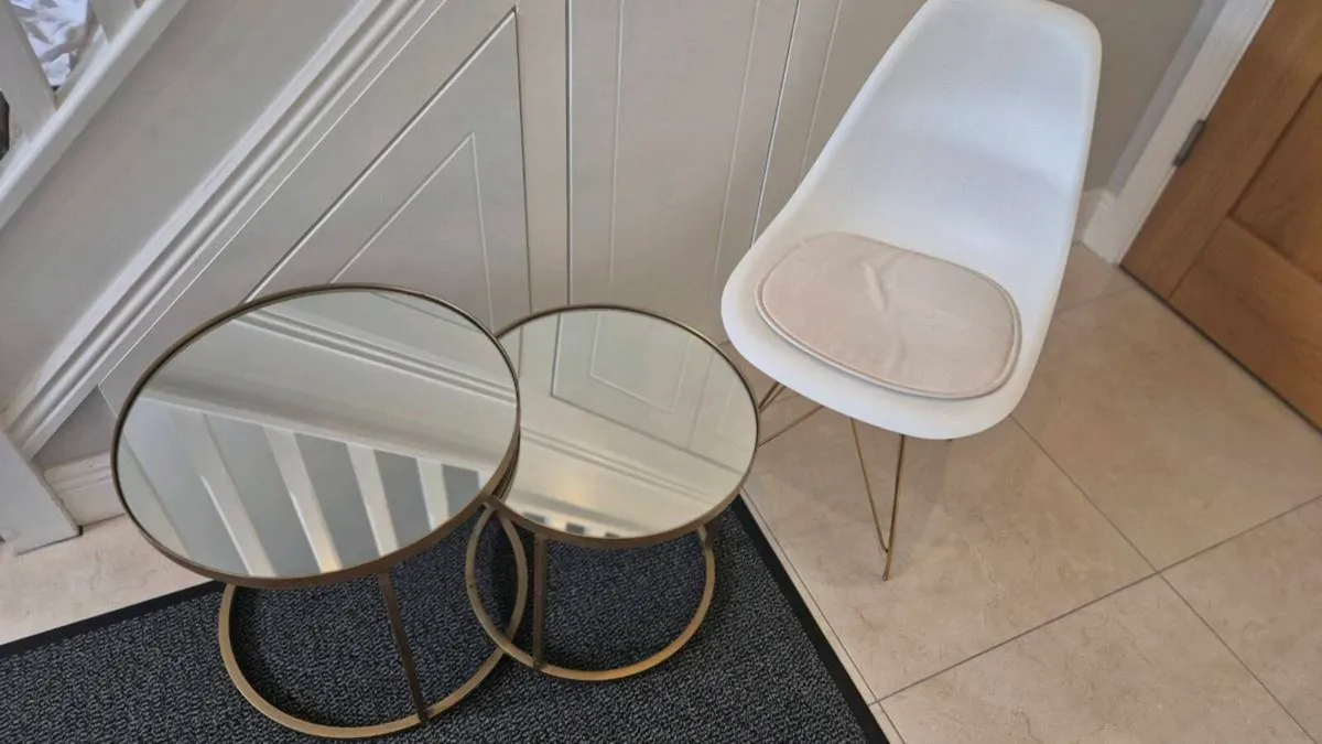 Gold Nesting Tables – Set of 2 – Mirror Top - Image 1