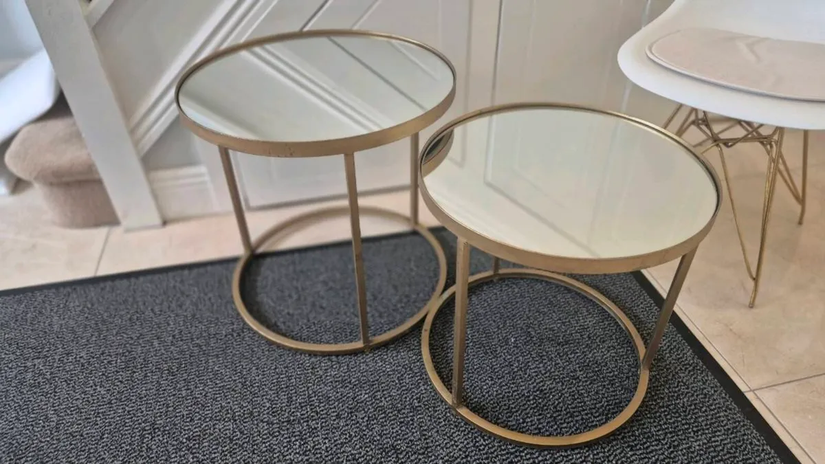 Gold Nesting Tables – Set of 2 – Mirror Top - Image 2