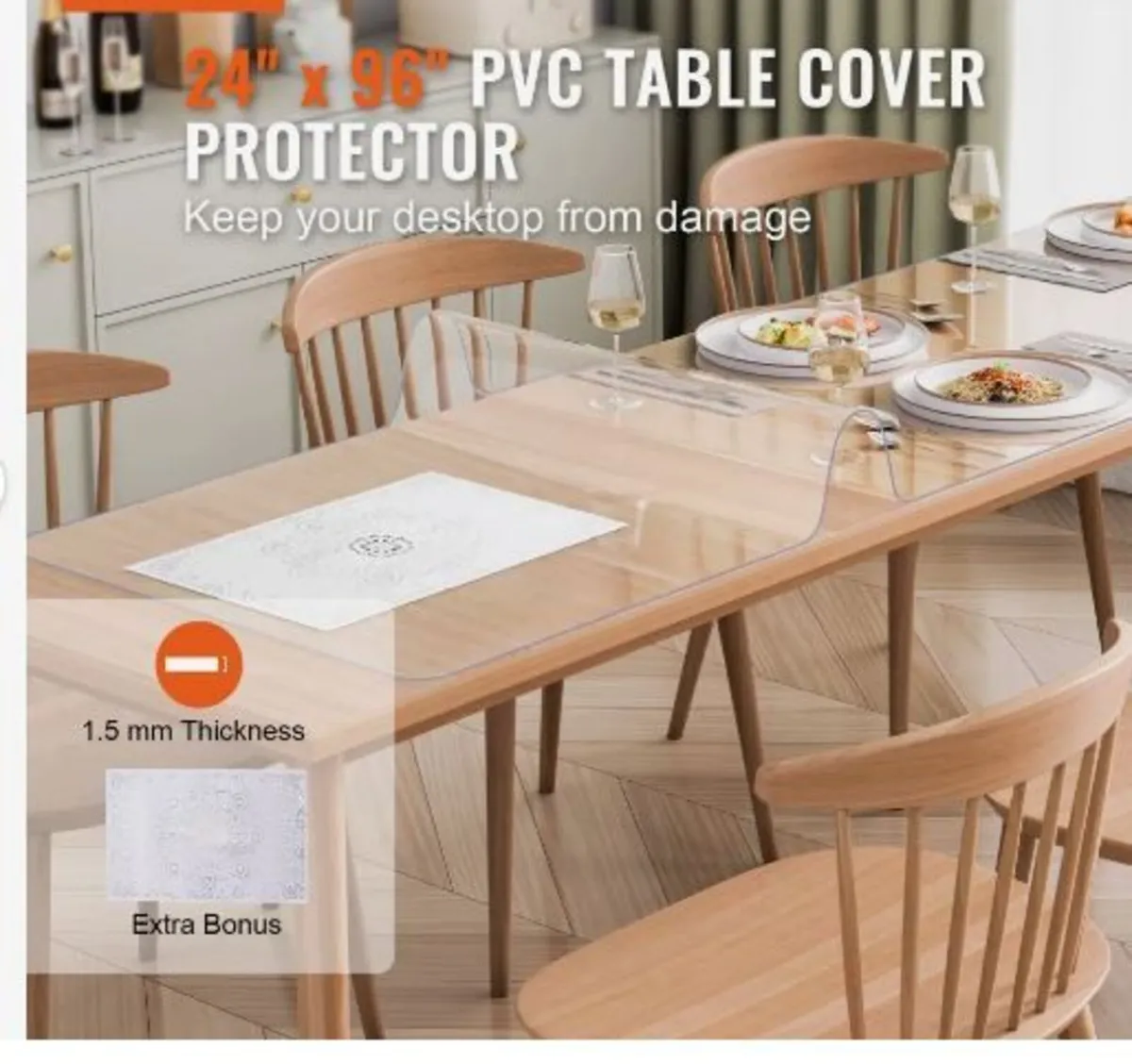 Plastic Table Cover, 24 x 96 Inch 1.5 mm - Image 3