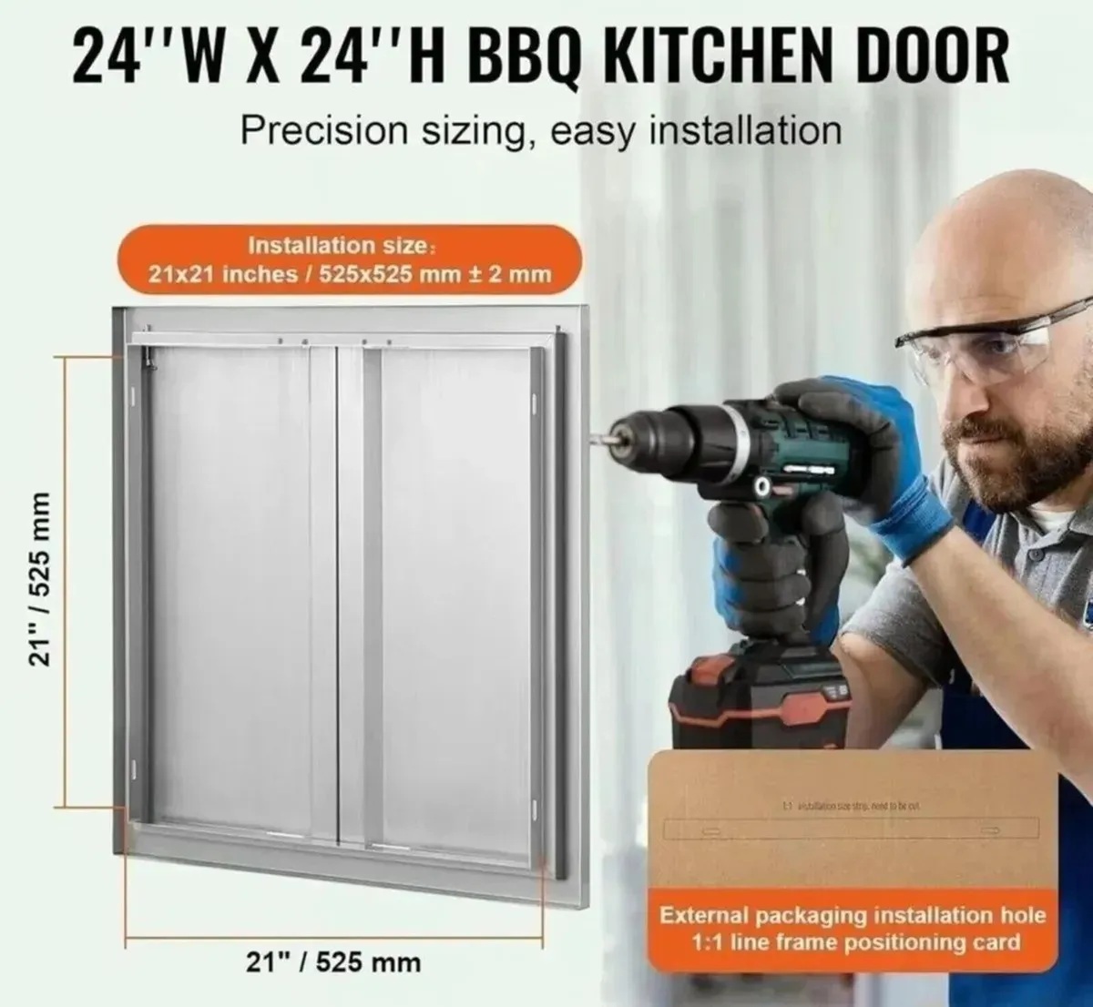 Stainless Steel BBQ Access Door 61x61cm - Image 4