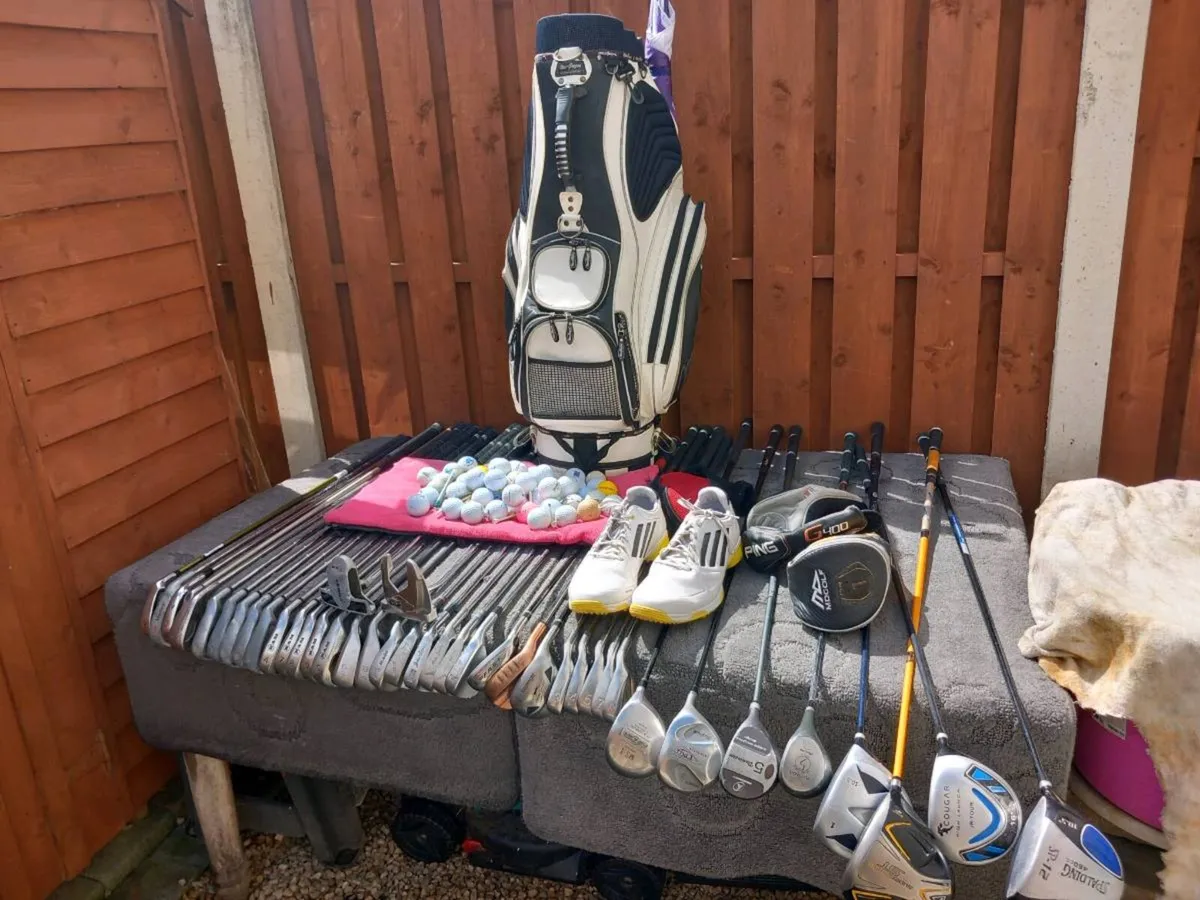 A selection of golf clubs and bag. + golf balls. - Image 1