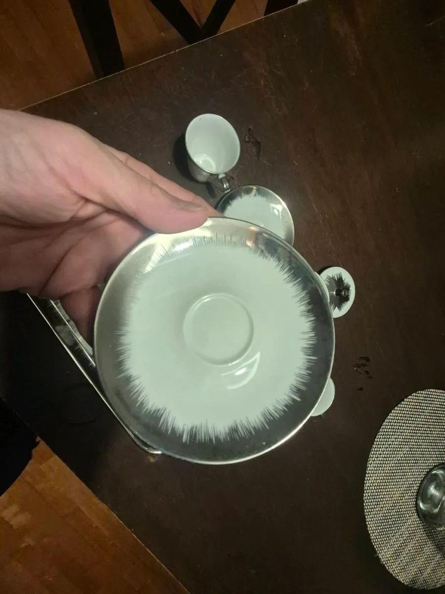 Bavaria Porcelain Coffee Set with Silver Finish - Image 4