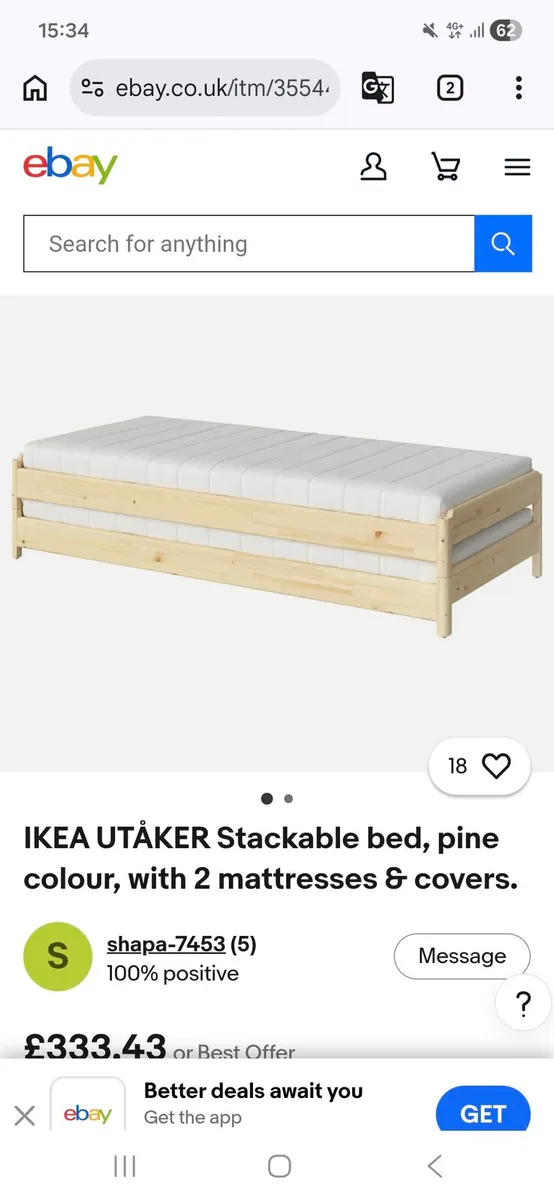 Stacking bed frame Ikea - Image 2