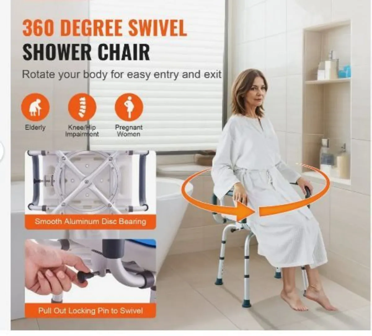 Swivel Shower Chair 360 Degree - Image 4