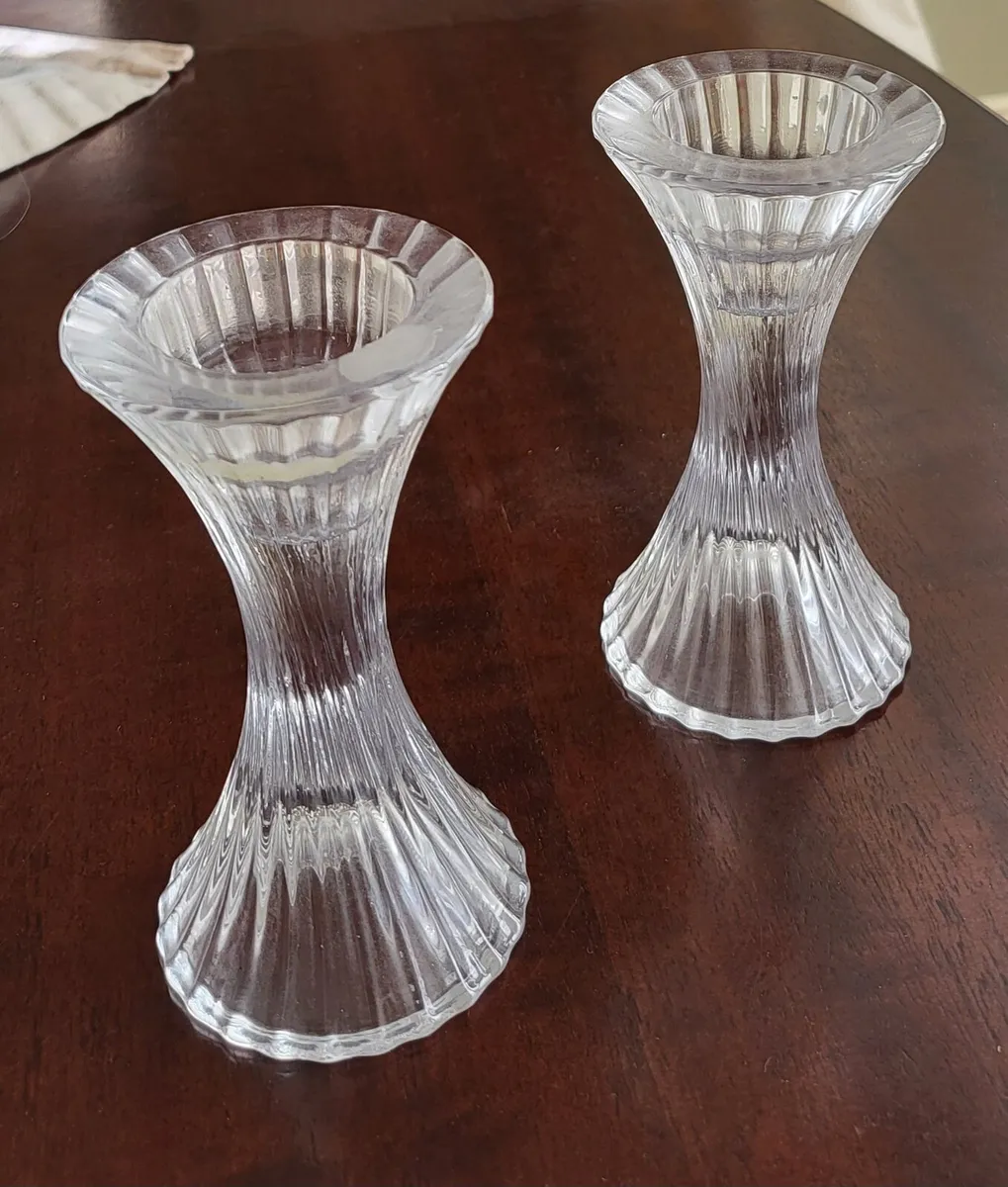 Pair of crystal candlesticks.
