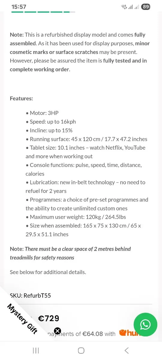 Foldable treadmill- rarely used - Image 1