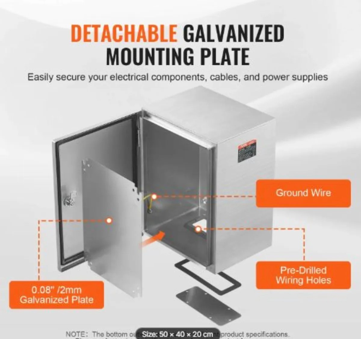 Steel Electrical Box, 50.8 x 40.6 x 20.3 cm, 304 - Image 3