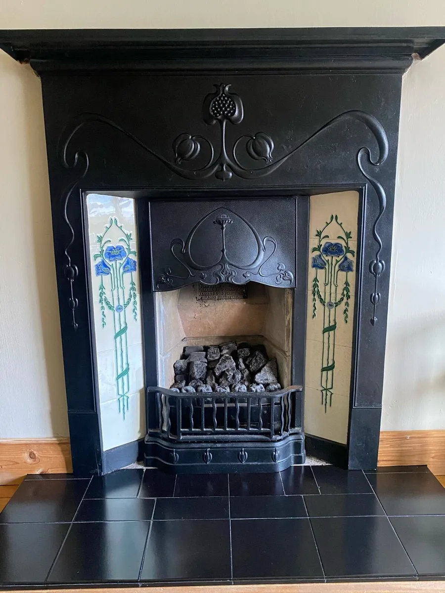 Cast Iron Fireplace and Tiles w/ hearth & fireback - Image 1