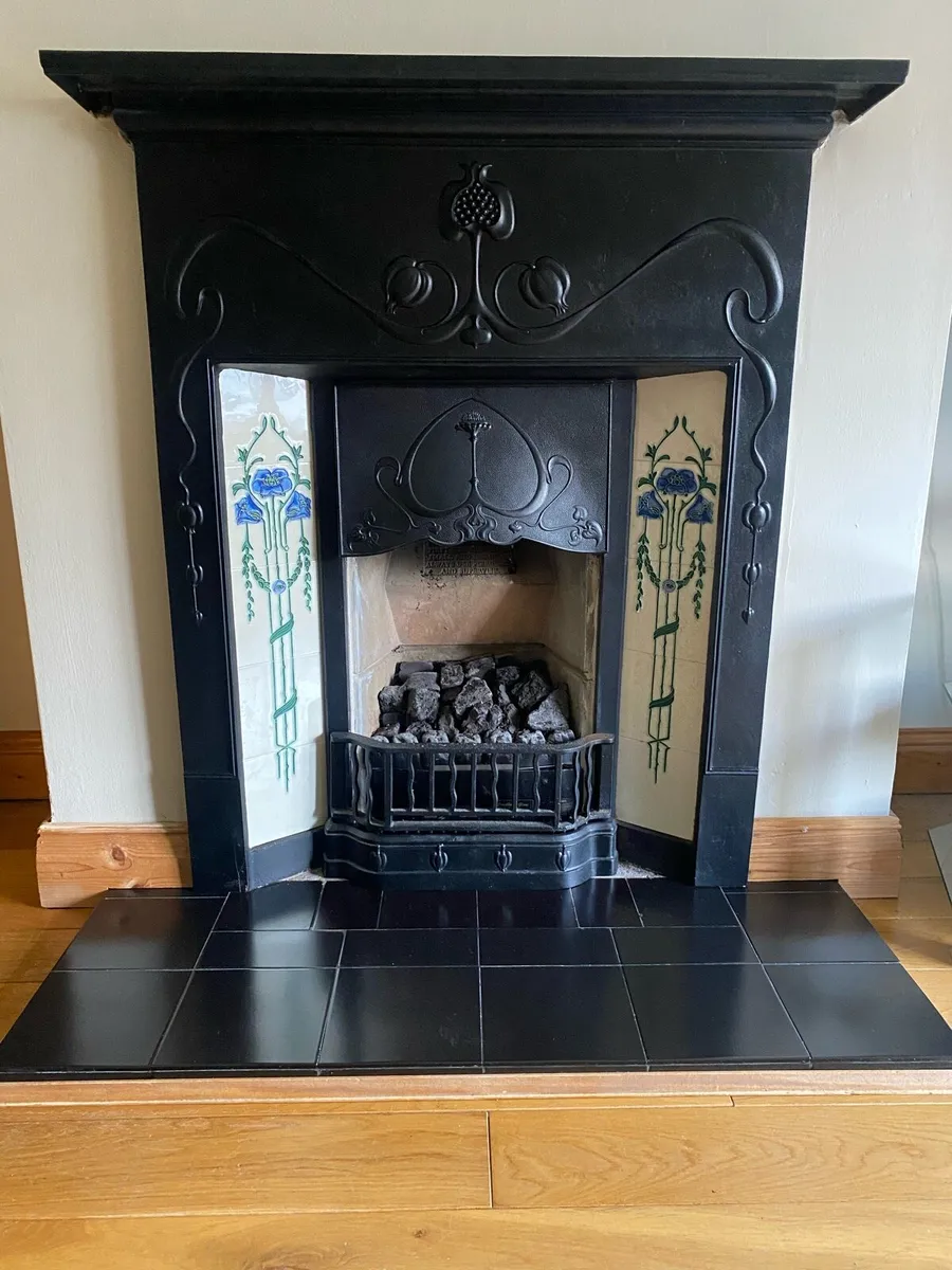 Cast Iron Fireplace and Tiles w/ hearth & fireback - Image 2