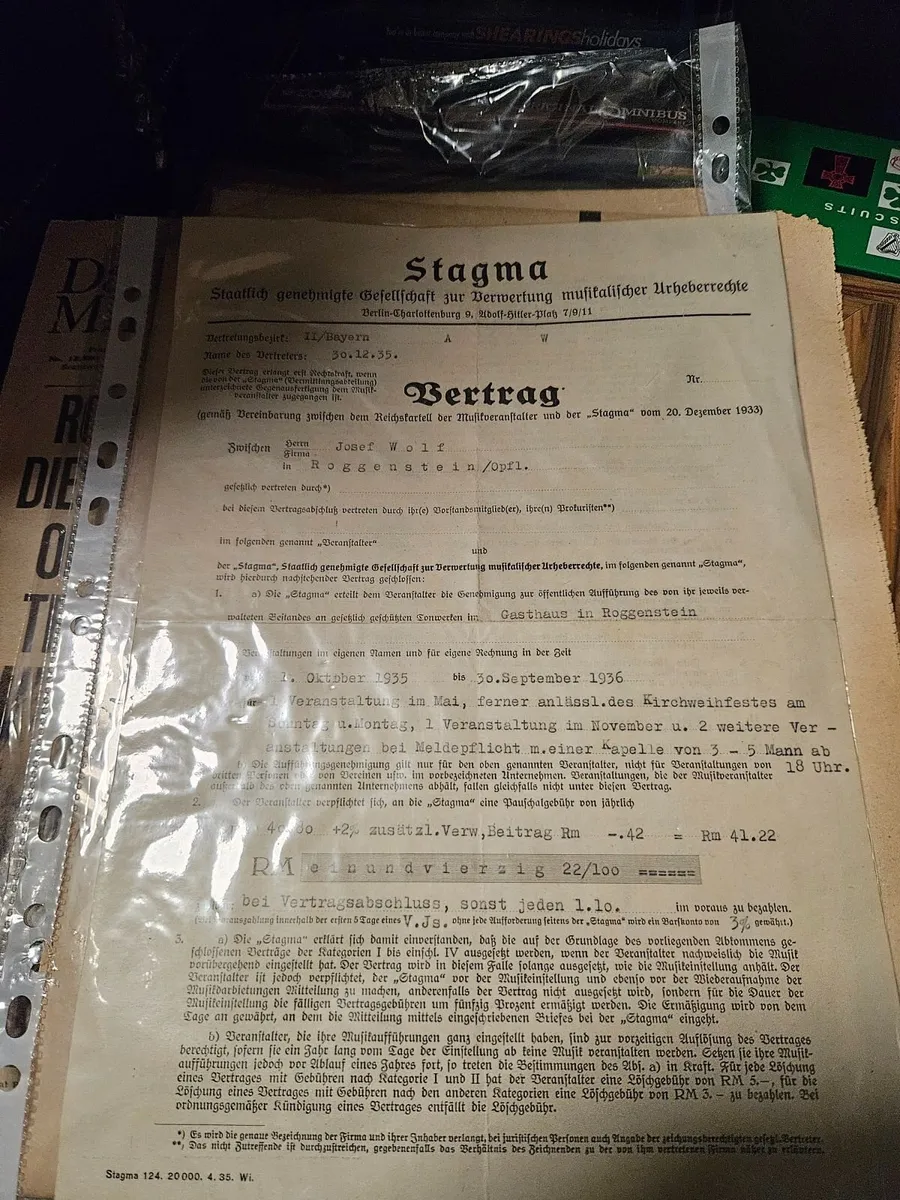 Vintage German 1930's Contract - Image 1