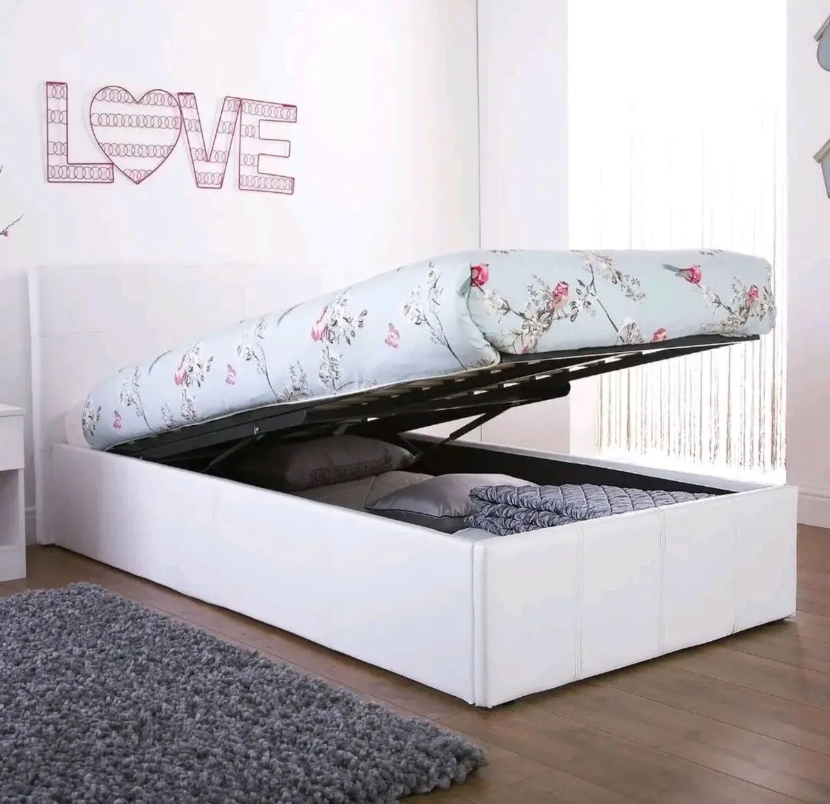 Single Leather Ottoman Storage Beds - Image 3