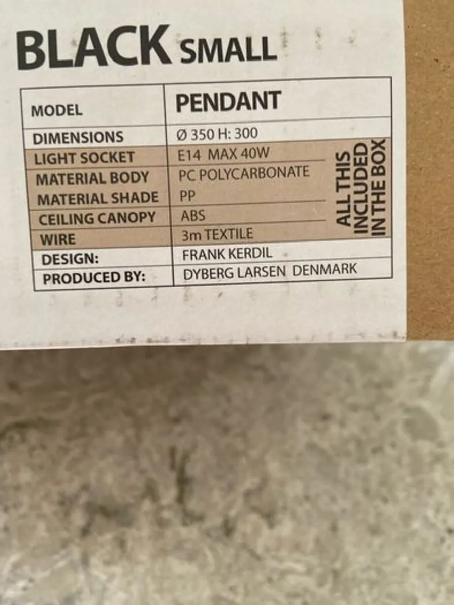 Dyberg Larsen Illumin Pendant Black NEW IN BOX - Image 3