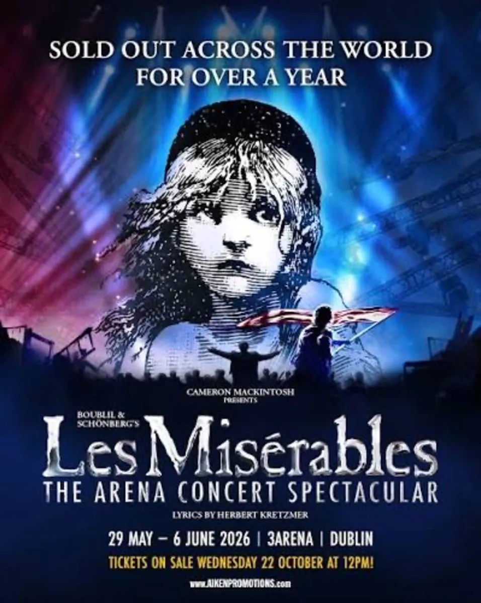 Les Miserable 1 ticket, 3Arena Dublin