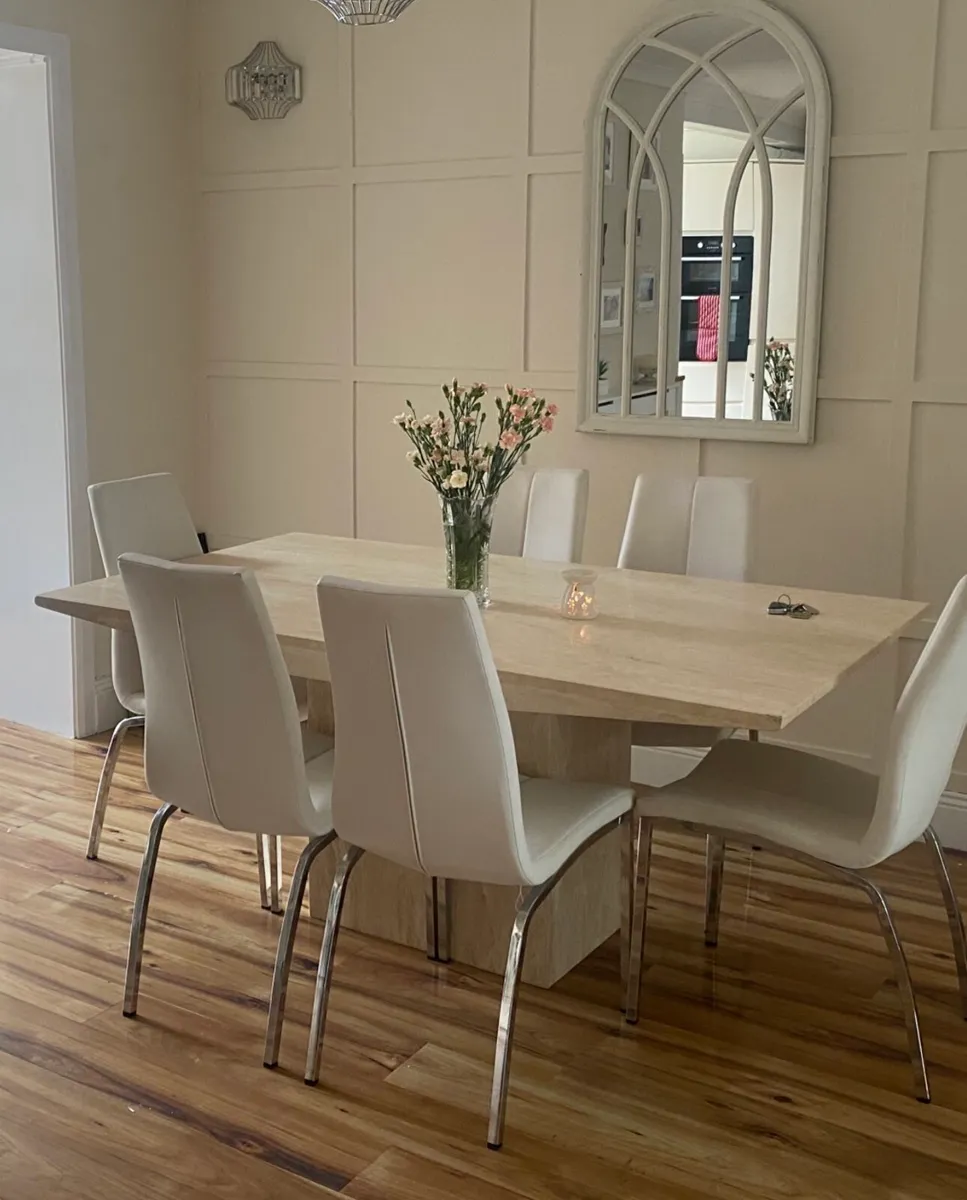 Cream Stone Dining Table (matte finish) - Image 1