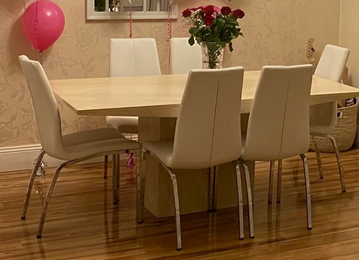Cream Stone Dining Table (matte finish) - Image 4