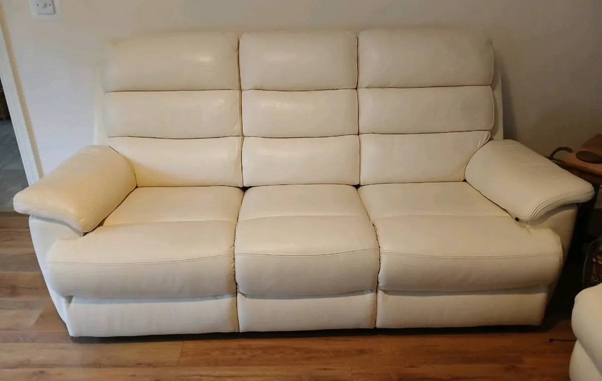 2 & 3 Leather cream (new sofa) - Image 1