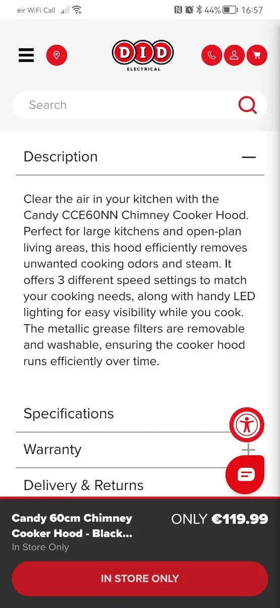 Black cooker extractor hood - Image 1
