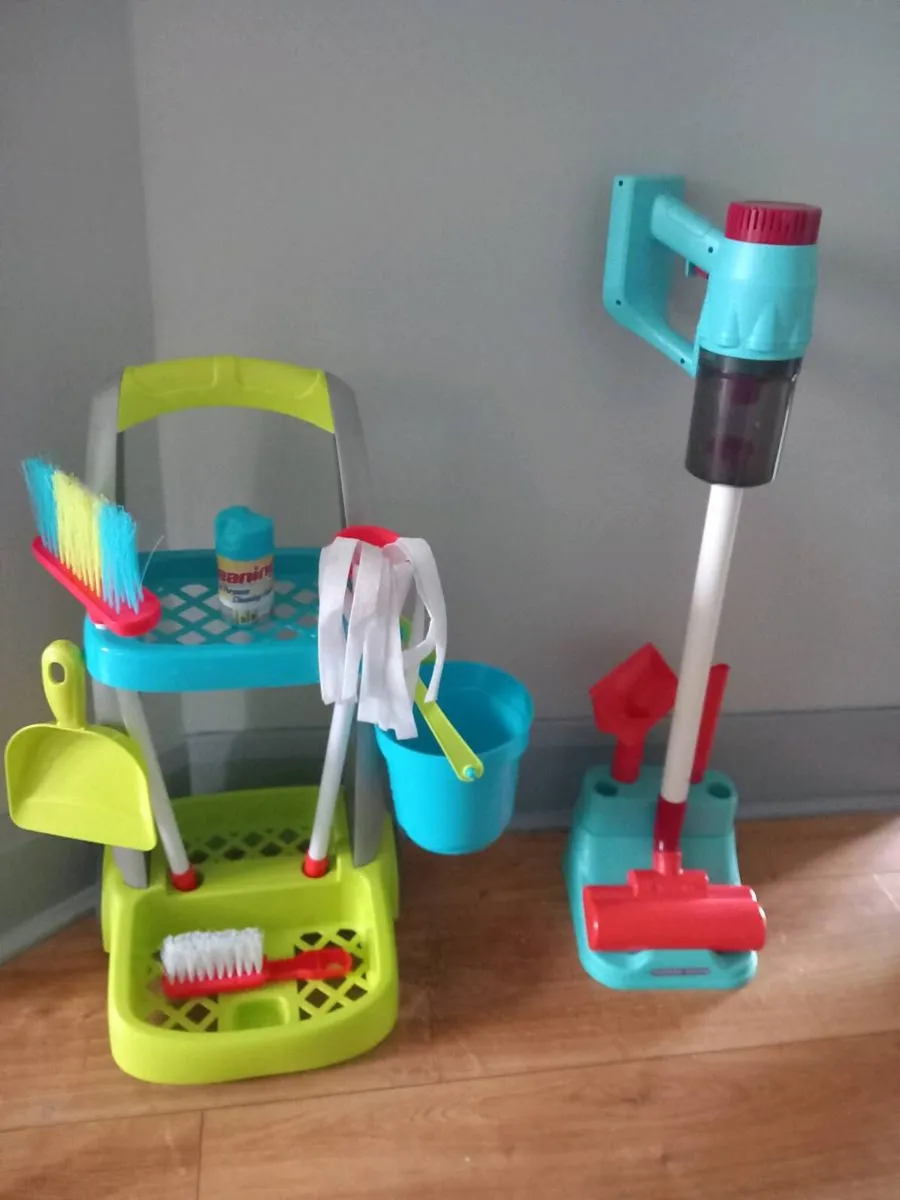 Toy real suction hoover and cleaning trolley - Image 1