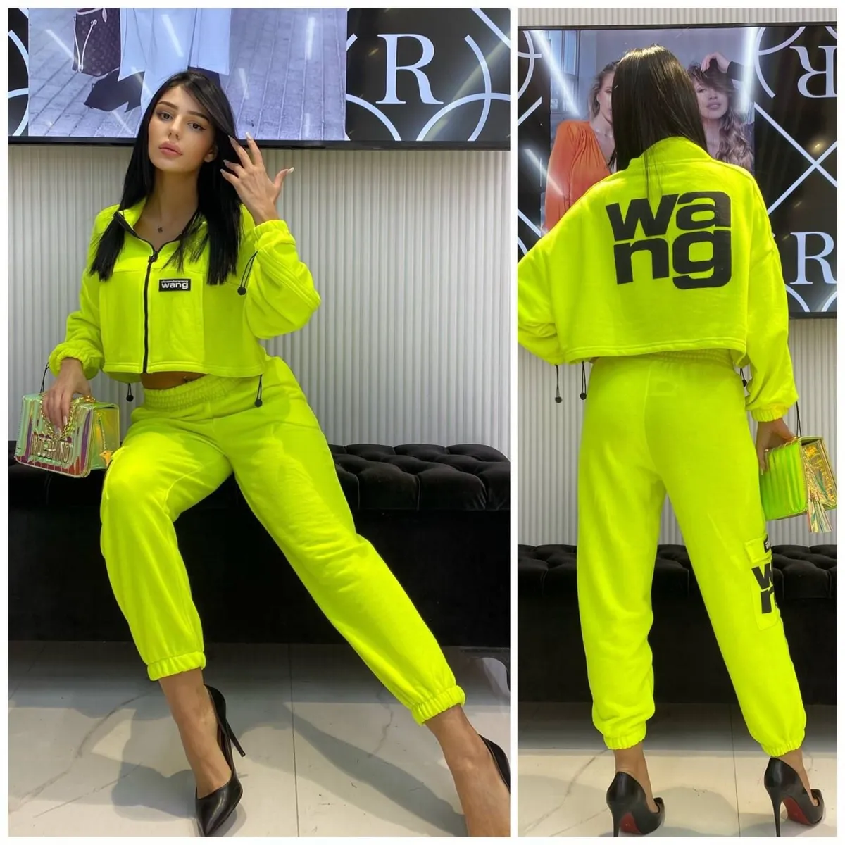 A three-pieces Wang Yellow Neon set with a skirt - Image 2