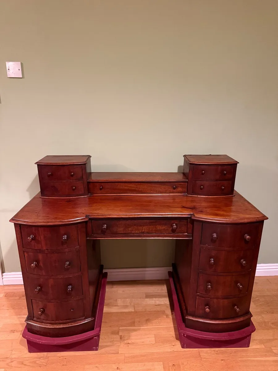 Antique Mahogany Pedestal Desk Vintage - Image 1